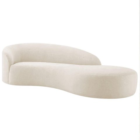 Divã Recamier Orgânico França 160cm Lado Direito Bouclé - Amarena Moveis Cor Bege