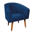 Ver imagem 2 de Kit 01 Namoradeira E 01 Poltrona Stella Suede Azul Marinho Pés Palito Castanho D’Rossi