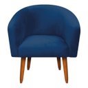 Ver imagem 3 de Kit 01 Namoradeira E 01 Poltrona Stella Suede Azul Marinho Pés Palito Castanho D’Rossi