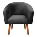 Ver imagem 3 de Kit 01 Namoradeira E 01 Poltrona Stella Suede Preto Pés Palito Castanho D’Rossi