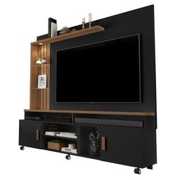 Estante Home para Tv até 65 Polegadas Ripado com Led e Rodízios Preto Canela Ocean Carmolar - 2