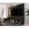 Estante Home para Tv até 65 Polegadas Ripado com Led e Rodízios Preto Canela Ocean Carmolar - 3