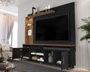 Ver imagem 3 de Estante Home para Tv até 65 Polegadas Ripado com Led e Rodízios Preto Canela Ocean Carmolar