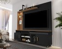 Ver imagem 1 de Estante Home para Tv até 65 Polegadas Ripado com Led e Rodízios Preto Canela Ocean Carmolar