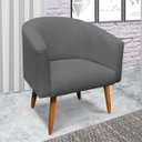 Ver imagem 2 de Kit 2 Poltronas Stella Linho Grafite A26 Pés Palito Castanho - D'Rossi