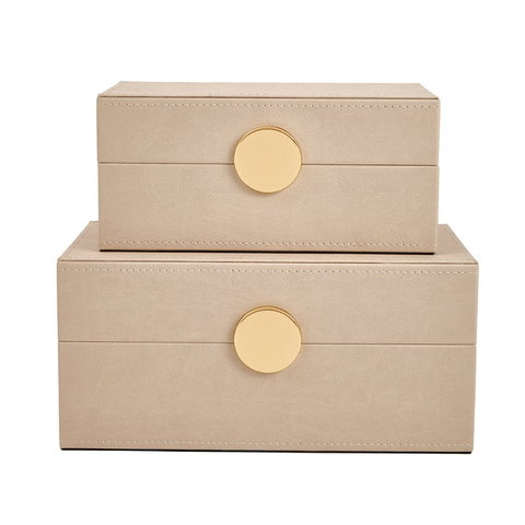 Kit Caixa Decorativa Bege - 2 Peças
