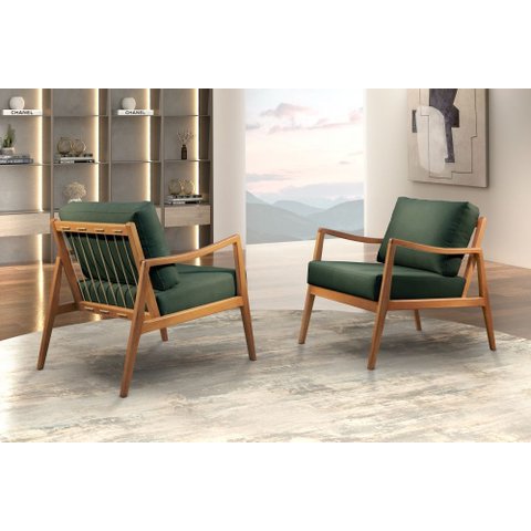 Poltrona Decorativa Veludo Verde Isis