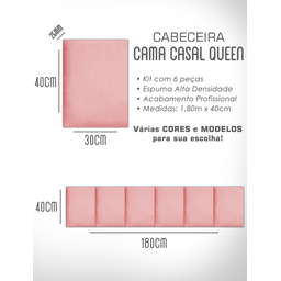 Kit 6 Módulos de Cabeceira Estofada Cama Box Casal Queen Modulada 1,80mx40cm - 8