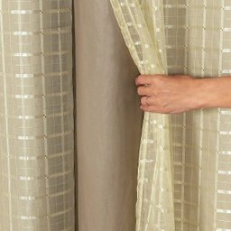 Cortina Voil xadrez com Forro Blackout 2,80 x 2,30M Avelã - 1