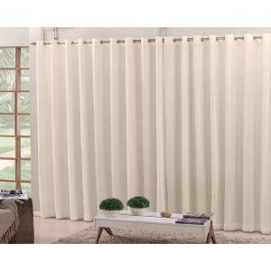 Cortina Voil Pérola 4,00x2,80 Forro Microfibra Ilhós Cromado