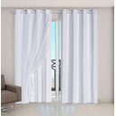 Ver imagem 2 de Cortina Voil xadrez com Forro Blackout 6,00 x 2,80 Gelo