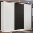 Ver imagem 1 de Guarda Roupa Casal 100% Mdf Madesa Zurique 3 Portas de Correr - Branco/branco/preto