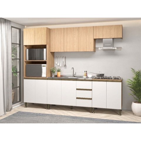 Cozinha Completa 5 Peças 260x220cm New Rebeca Mel Branco