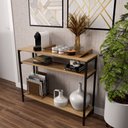 Ver imagem 2 de Aparador Triplo Design Industrial Versátil para Café Corredor Escritório Ferro Madeira