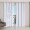 Cortina Voil xadrez com Forro Blackout 4,00 x 2,80 Gelo - 2