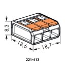Ver imagem 3 de Conector Wago Compacto de Emenda 221 - 413 Transparente para 3 Fios 10 Unidades