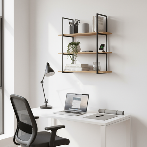 Suporte de Prateleira Tripla 30cm 2 Peças Estilo Industrial