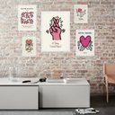 Ver imagem 2 de Composição 5 Quadros Keith Haring Rosa:madeira Branca