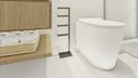 Ver imagem 2 de Papeleira Vertical Piso 3 Rolos 60cm Porta Papel Higiênico Banheiro Aço Inox Polido Brilhante Linha