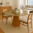 Ver mais imagens de Mesa de Jantar Cone Redonda Laminado em Madeira 120cm Cairo Bege/Fendi/Cinamomo