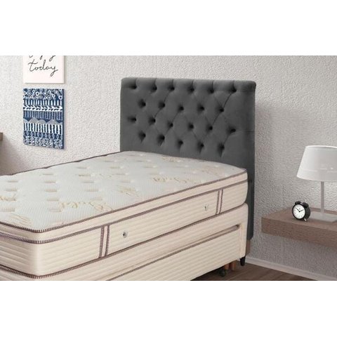Cabeceira Solteiro Embaixatriz 90cm para Box 88cm Estofada Tecido  Suede  - Simbal