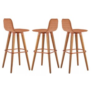 Kit 3 Banquetas Alta para Balcão Bancada Área Gourmet Cozinha Tecido Terracota