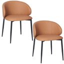 Ver imagem 1 de Cadeira P/ Mesa Jantar Estofada Courino ou Linho 2 unidades Cor:caramelo com Preto