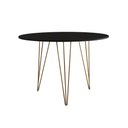 Ver imagem 2 de Mesa de Jantar Redonda 90cm Preta Clips 3 Pés Base Dourada