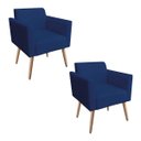 Ver imagem 1 de Kit 2 Poltronas Marisa Suede Azul Marinho Pés Palito Natural D'Rossi