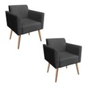 Ver imagem 1 de Kit 2 Poltronas Marisa Suede Preto Pés Palito Natural D’Rossi