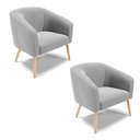 Ver imagem 1 de Kit 2 Poltronas Stella Suede Cinza Pés Palito Natural - D'Rossi