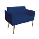Ver mais imagens de Kit 01 Namoradeira e 01 Poltrona Marisa Suede Azul Marinho Pés Palito Natural D'Rossi