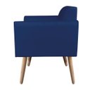 Ver imagem 6 de Kit 01 Namoradeira e 01 Poltrona Marisa Suede Azul Marinho Pés Palito Natural D'Rossi