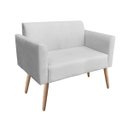 Ver mais imagens de Kit 01 Namoradeira e 02 Poltronas Marisa Suede Cinza Pés Palito Natural D'Rossi