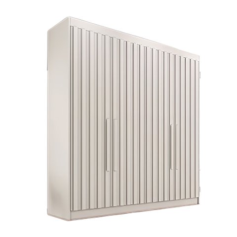 Guarda Roupa Casal 4 Portas 3 Gavetas Potente Ripado Off White