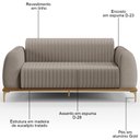 Ver imagem 3 de Sofá 180cm 3 Lugares Base Gold Molino D06 Linho C-370 Bege - Mpozenato