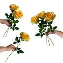 Ver imagem 1 de Kit 18 Rosas Artificiais Creme Realistas para Enfeites e Vasos Decorativos