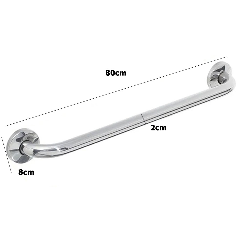 Alça de Apoio Barra 80cm Inox Segurança Acessibilidade Idoso Cadeirante Deficiente Banheiro Box Corr - 2