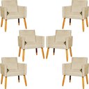 Ver imagem 1 de Kit 6 Poltronas para Recepção Nina Suede Cores Pé Palito 30cm Castanho - Suede
