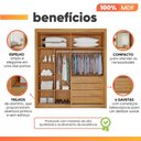 Ver imagem 5 de Guarda Roupas Casal com Espelho Ripado 2 Portas 4 Gavetas Luna