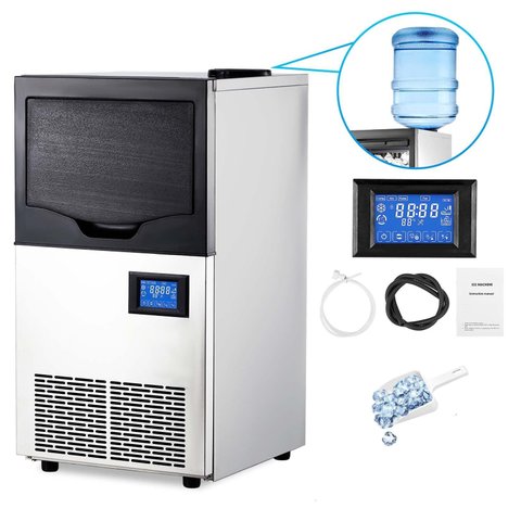Takywep Máquina de Gelo Comercial 150lbs/24h Aço Inox com Reservatório 25lbs