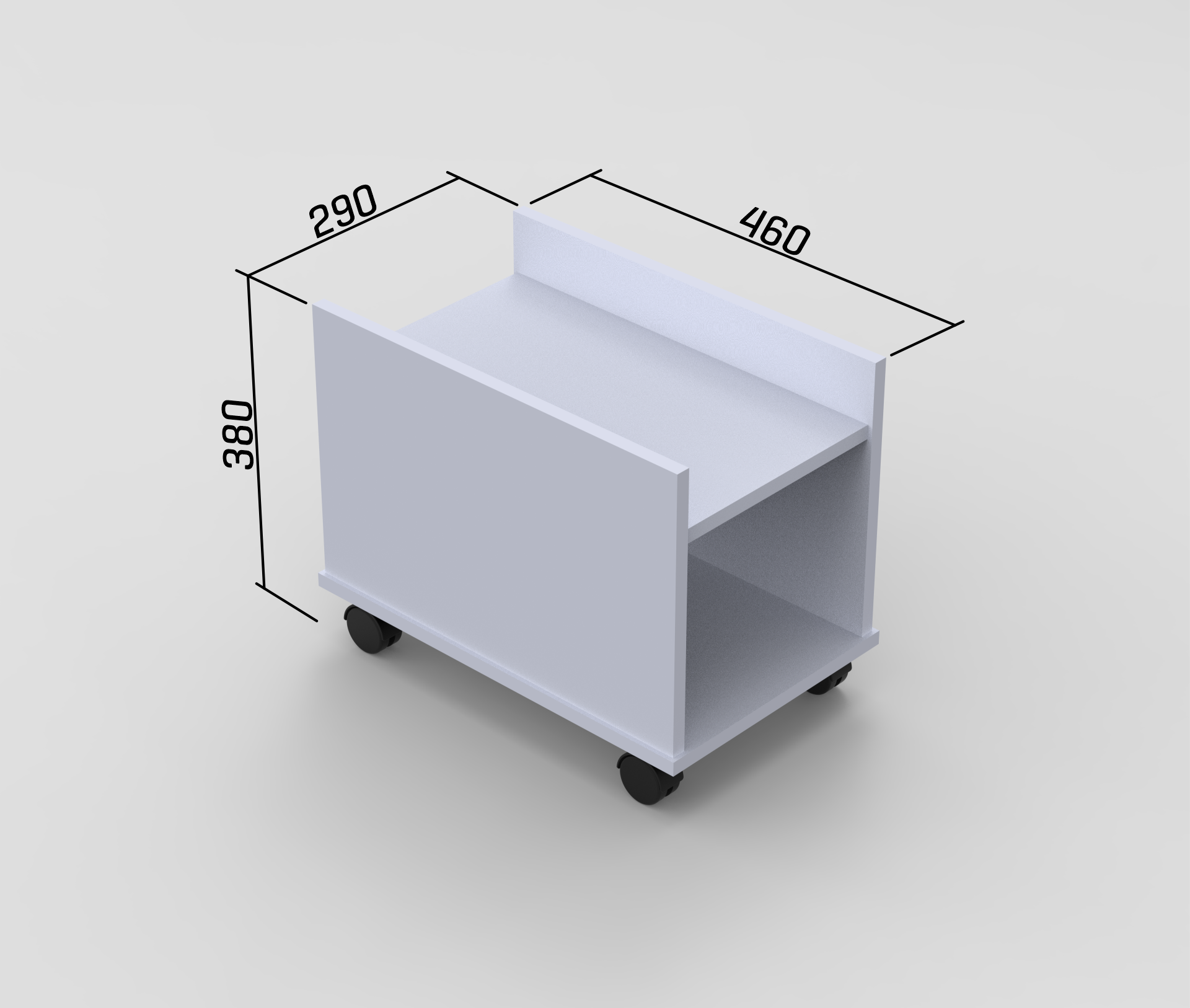 Suporte para Cpu e Nobreak com Rodizios 290x460x380mm - Branco - Suporte com Rodinhas, Suporte Móvel - 2