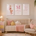 Ver imagem 1 de Kit Quadros Infantil com Nome - Ursinha Balões:20x30/Moldura Branca Vidro Acrílico