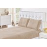Jogo De Cama Lençol Manta Estilo Flanela Casal 3 Pçs Bege - 1