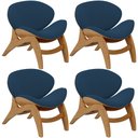 Ver imagem 1 de Kit 4 Poltronas Decorativa Orgânica Sala Living Kadosh L02 Suede Azul Marinho - Lyam Decor