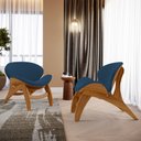 Ver imagem 2 de Kit 4 Poltronas Decorativa Orgânica Sala Living Kadosh L02 Suede Azul Marinho - Lyam Decor
