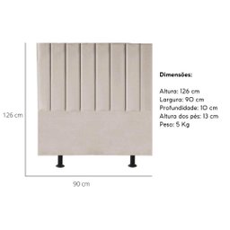 Cabeceira de Cama Solteiro Box 90 Cm Karla Carla Suede:bege - 3