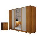 Ver imagem 1 de Guarda Roupa Casal Evo 6 Portas Com Espelho Cinamomo e Off-White com Cômoda Rubi 4 Gavetas Cinamomo
