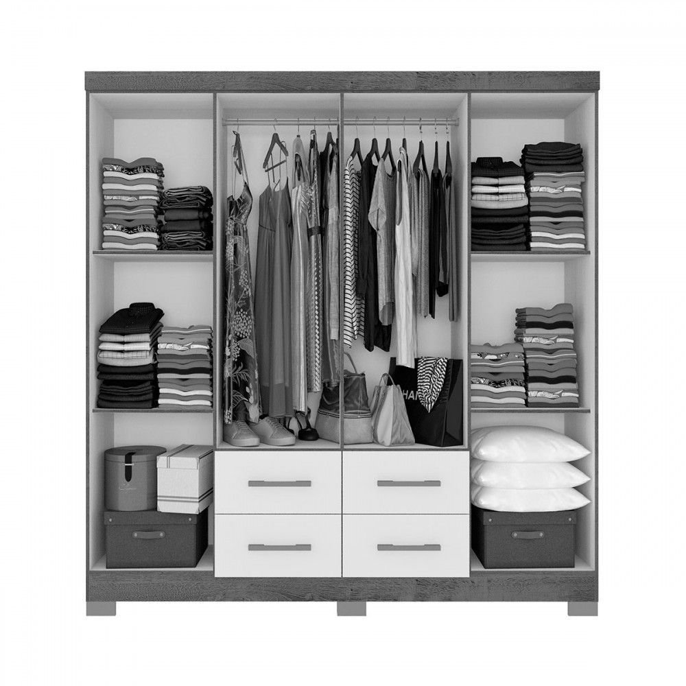 Guarda-roupa Casal Itapema 8 Portas 4 Gavetas Acácia/reflecta