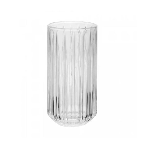 Jogo 24 Copos Altos Vidro 370ml Canelado Bangkok Wolff Servir Sucos Água Drinks Restaurantes Bares